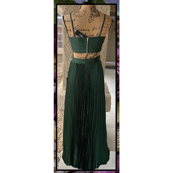 Lulus Pleated Cutout Green Got the Glam Maxi Dress Size XS - Picture 5 of 11